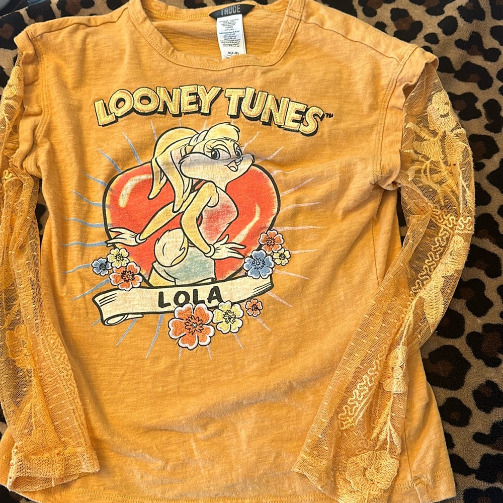 TRUCE Girls Long Sleeve Top With Lace 7/8